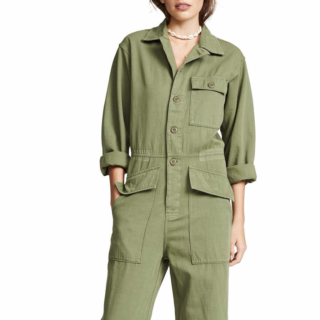 Current/Elliott Laidback Style Olive Green Utility Ankle Length Jumpsuit Size 0